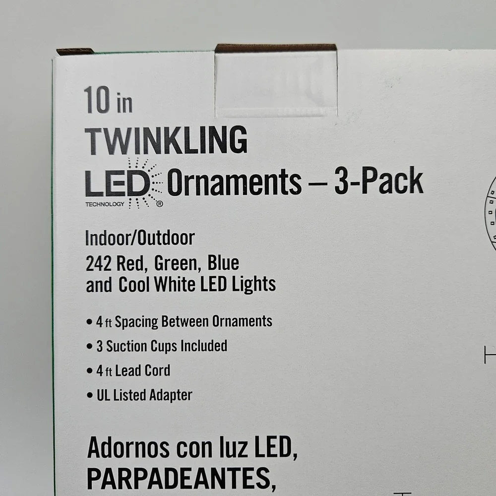 Home Accents‎ Holiday 10 in Twinkling LED Ornaments 3 Pack Yard Decor New